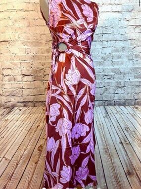 House of Harlow Long Maxi Floral Dress Peekaboo Side Cinch Cutout Sleeveless XS